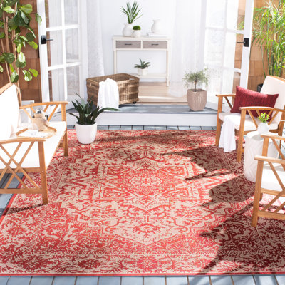 Danya Red/Cream Indoor/Outdoor Area Rug