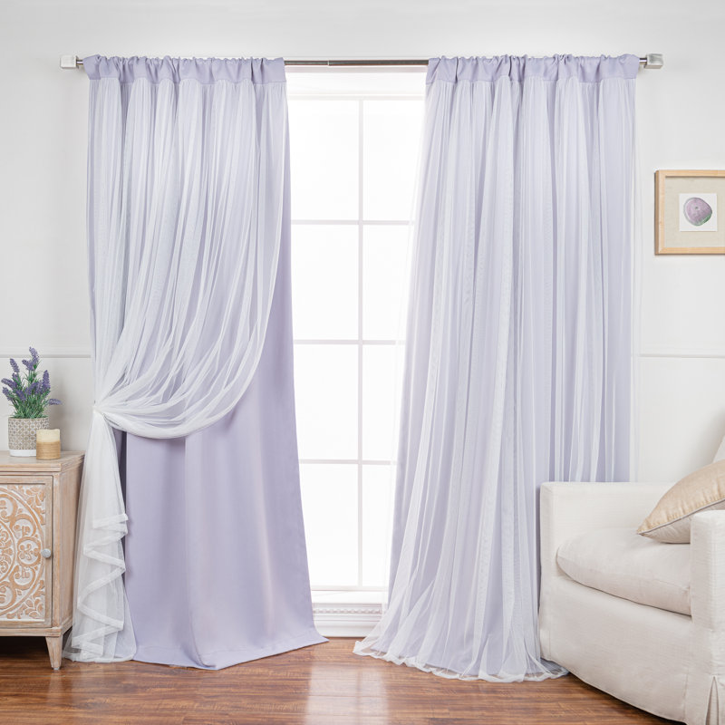 Harborcreek Solid Color Blackout Thermal Rod Pocket Curtain Panels, 52" W x 108" L, Lilac