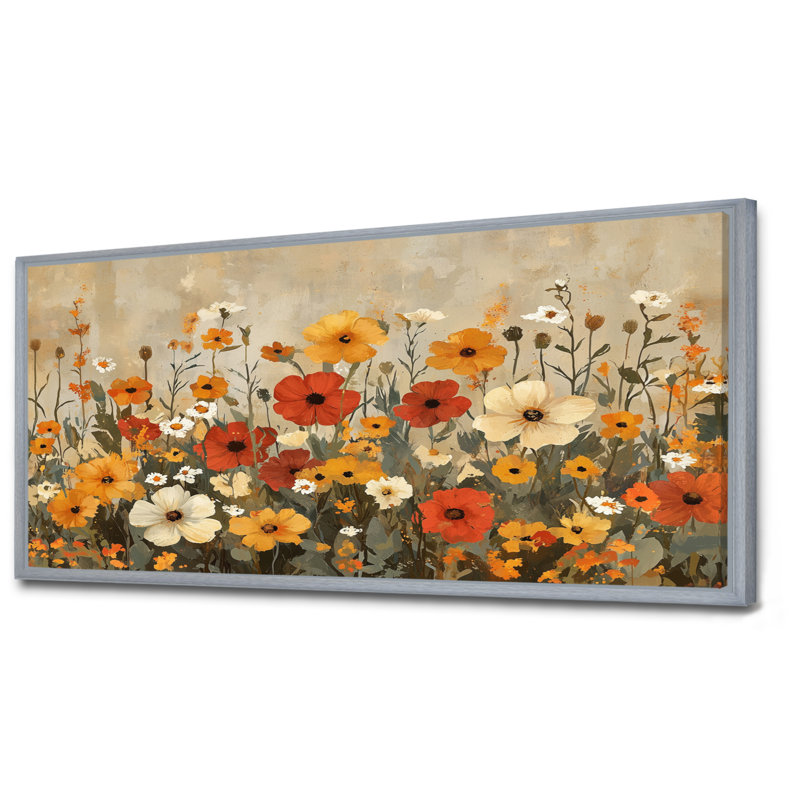«Alvey Brown Earth Roots Of Wildflowers I», art sur toile, Argent argent, H 28 po x l 60 po, Impression encadrée flottante