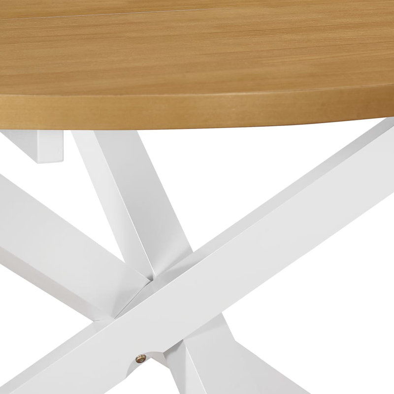 Jamar Round Solid Wood Base Dining Table, Brown, White