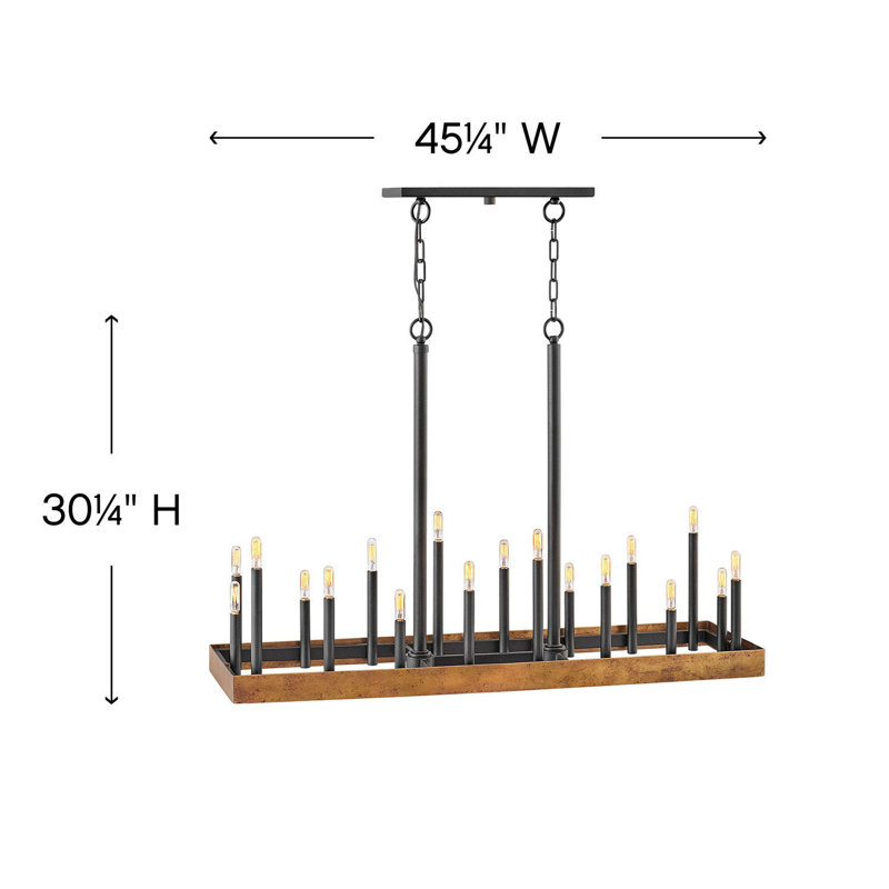 Wells 45.25" Eighteen-Light Candle Linear Chandelier