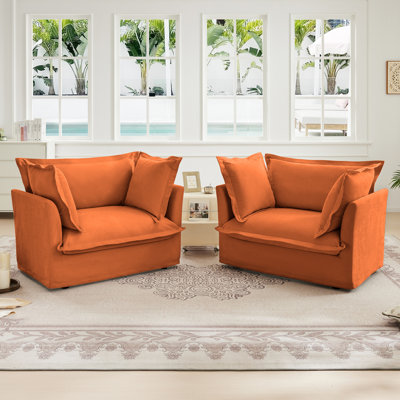 Set Of 2 Armchairs, Living Room Accent Chair For Reading Room, Bedroom