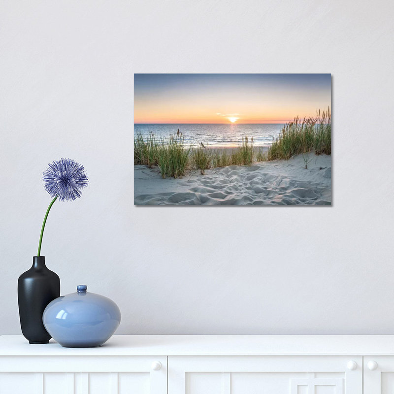 «Beautiful Sunset at the Beach» par Jan Becke - reproduction de photo, H 12 po x l 18 po, Toile tendue, Sans cadre