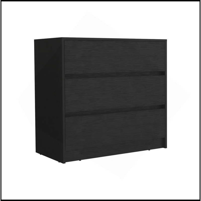 Commode H 31 po, 3 tiroirs, commode, Noir