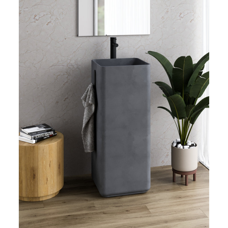 Fladd 14.5'' L Bathroom Sink, Rain Gray