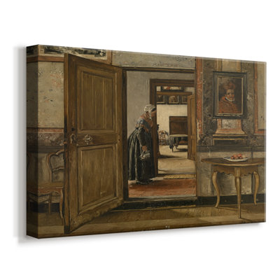 Intérieur avec une femme / La porte ouverte-Henri de Braekeleer-Toile tendue avec châssis-c. Fin du 19e siècle