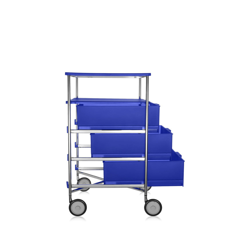 Mobil Drawer Storage, Translucent Cobalt, With Wheels, 6 Hi