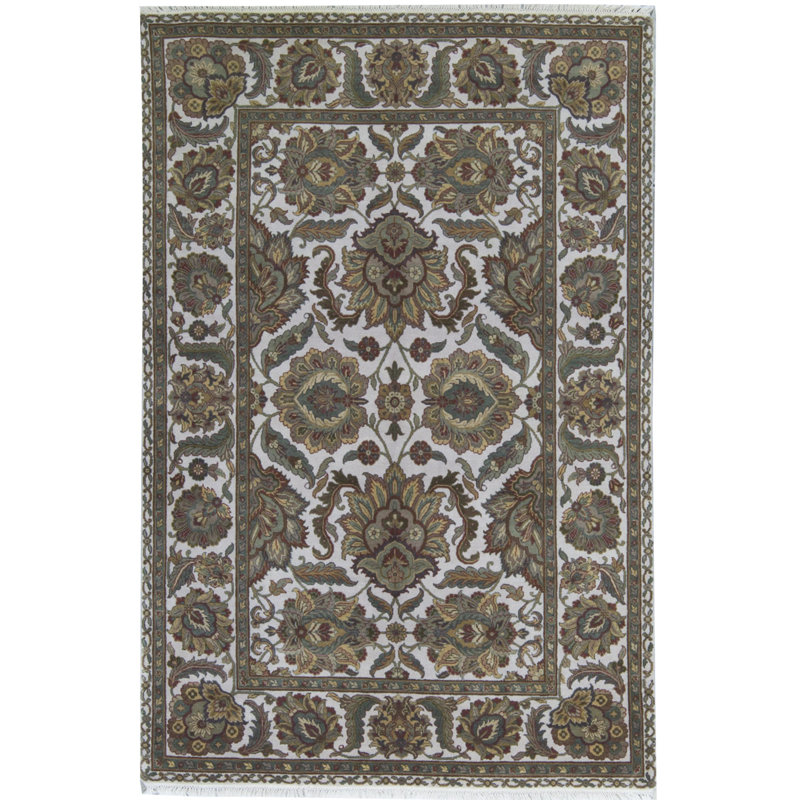 Tapis ivoire et ivoire noué à la main de haute qualité
