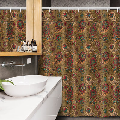 Missino Paisley Shower Curtain with Hooks Included