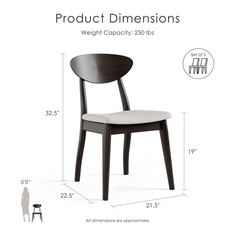 Rozella Solid Wood Side Chairs, Black