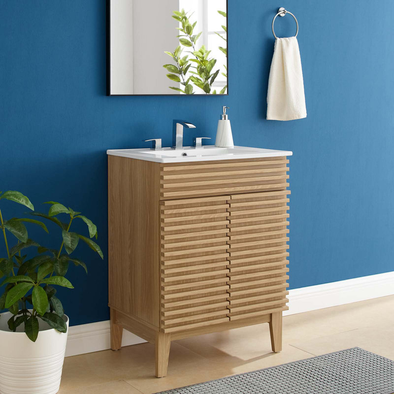 Render 24" Bathroom Vanity by Modway, Oak/White