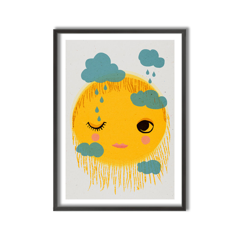 Pop Art & Retro Sun and Rain par Treechild, art encadré, H 16 po x l 24 po x P 1 po