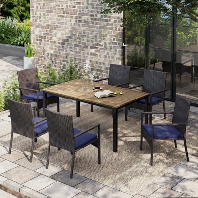 Rectangular 6 - Person 64" Long Dining Set With Cushions