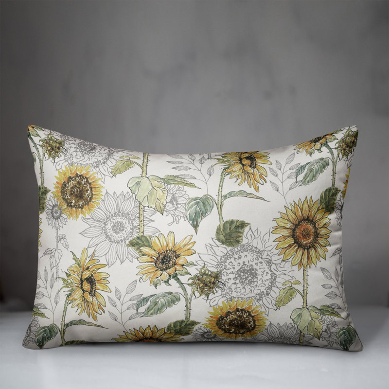 White Floral Reversible Square Throw Pillow