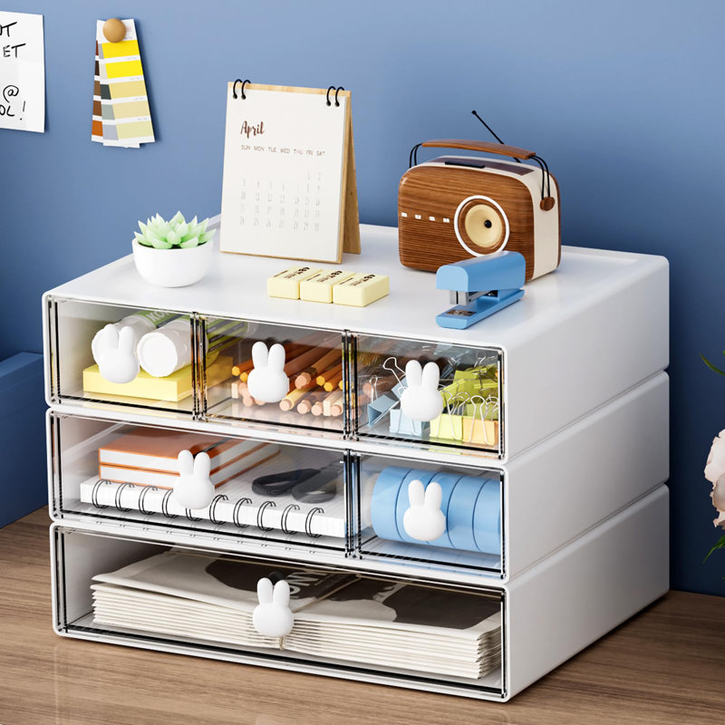 Includes 6 Drawers, 3-Tier Stackable Storage Drawers, Plastic Makeup Organizer, Office Organizer And Storage Boxes