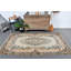 Tapis turc rétro Oushak beige avec motifs floraux pour espaces de salon brun / beige