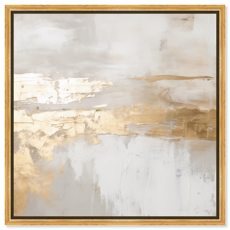 «Melted Gold Scape II» par Art Remedy, H 13 po x l 13 po, Cadre flottant, Doré