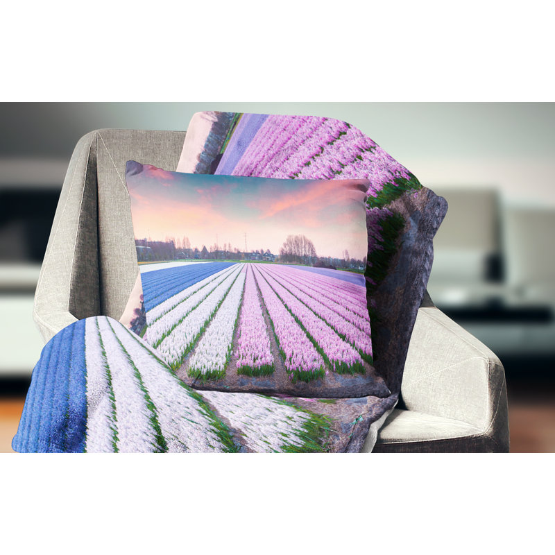 Coussin décoratif fleur à jacinthe colorée à la photographie au soleil, 16 po x 1 po, Coussin décoratif