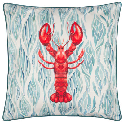 Zane Indoor / Outdoor Abstract Blue and White Square Throw Cushion Cover