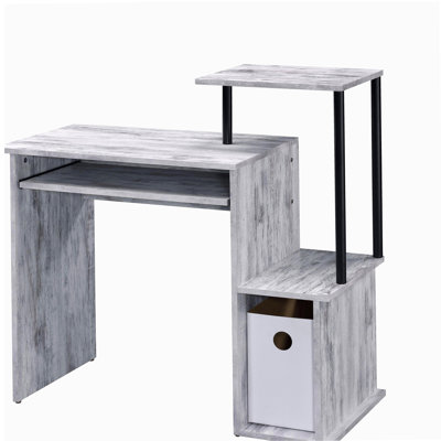 Bureau d'ordinateur antique blanc et noir avec plateau pour clavier
