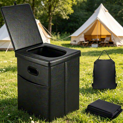 Toilette de camping pliante avec téléphone et porte-papier, pot portatif de 440 lb pour adultes, pour véhicule de camping