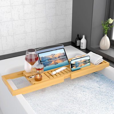 Luxury Bathtub Caddy Tray,Bamboo Bathtub Tray Caddy - Wood Bath Tray Expandable