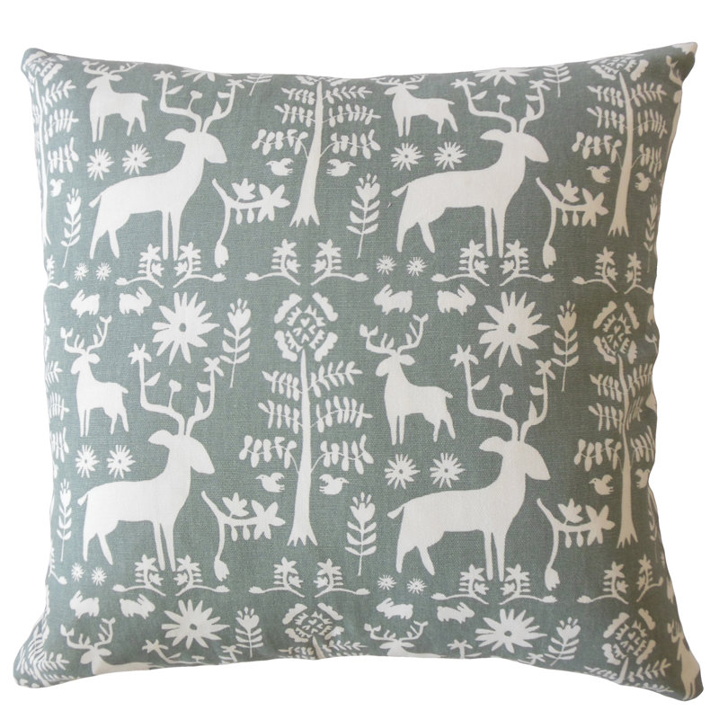 Housse de coussin décoratif en coton & insert Akeman, Coucher de soleil / gris, 12 po x 18 po