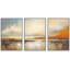 Coucher de soleil sur un lac en automne, aquarelle, paysage pastel, art moderne, décor rustique et calme sur toile, 3 pièces-94434151-94434152