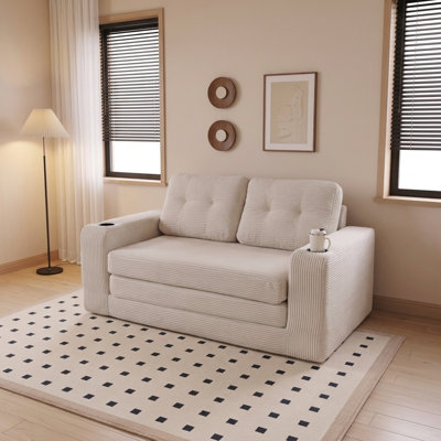 84-Inch Classic Modern Chesterfield Sofa with Rolled Arms & Tassel Cloud Decor, Fits Living Room, Bedroom, Apartment