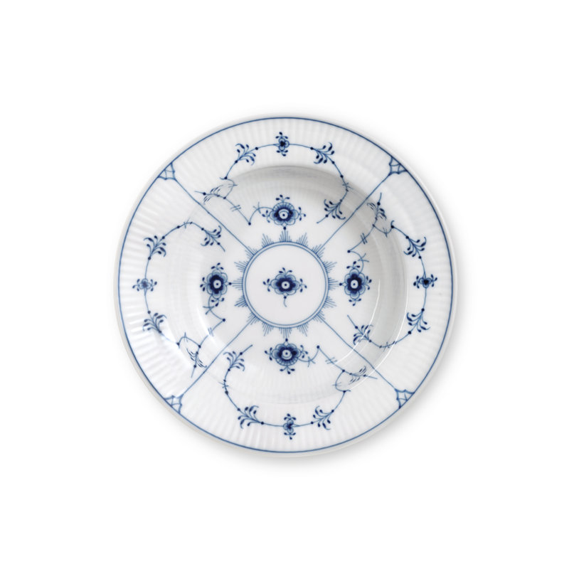 Blue Fluted Plain Deep Plate 6.69"