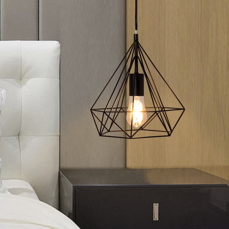 Luminaire suspendu simple géométrique 1 lumière Benayas, Noir