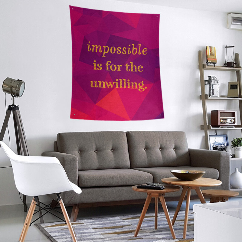 Tapisserie quote-en polyester en faux gemme, H 60 po x l 51 po, Rubellite / or
