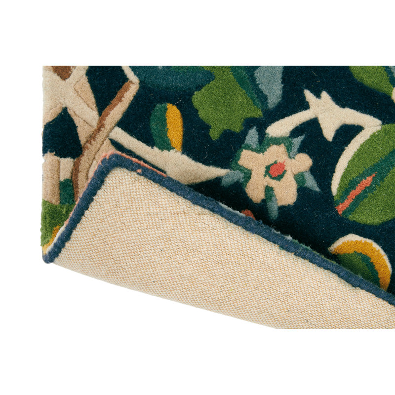 Hand Tufted Wool Floral Area Rug, Rectangle 4'7" x 6'7"