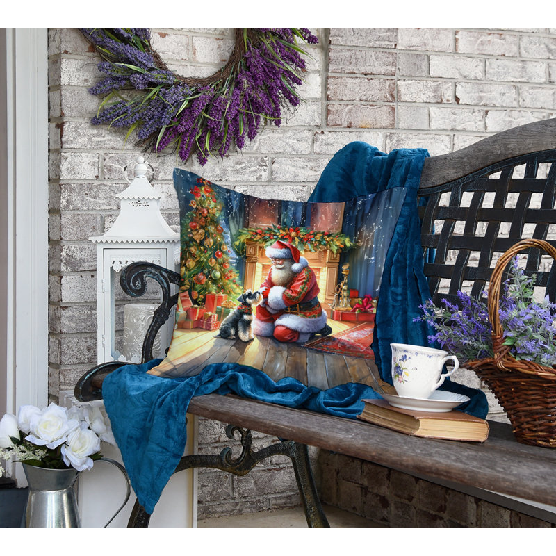 Coussin Schnauzer and Santa Claus, H 18 po x l 18 po