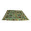 Tapis vert clair / jaune / rouge en laine noué à la main de conception unique 8 pi 3 po x 11 pi 6 po Jaleya