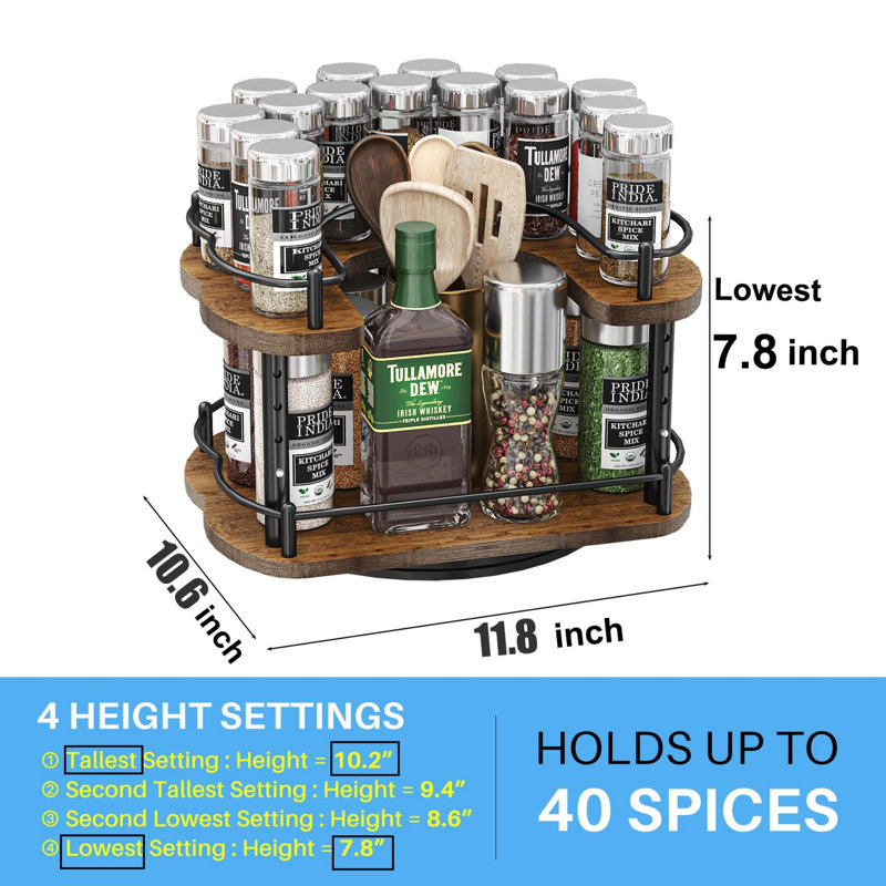 Freestanding Spice Rack with Adjustable Racks