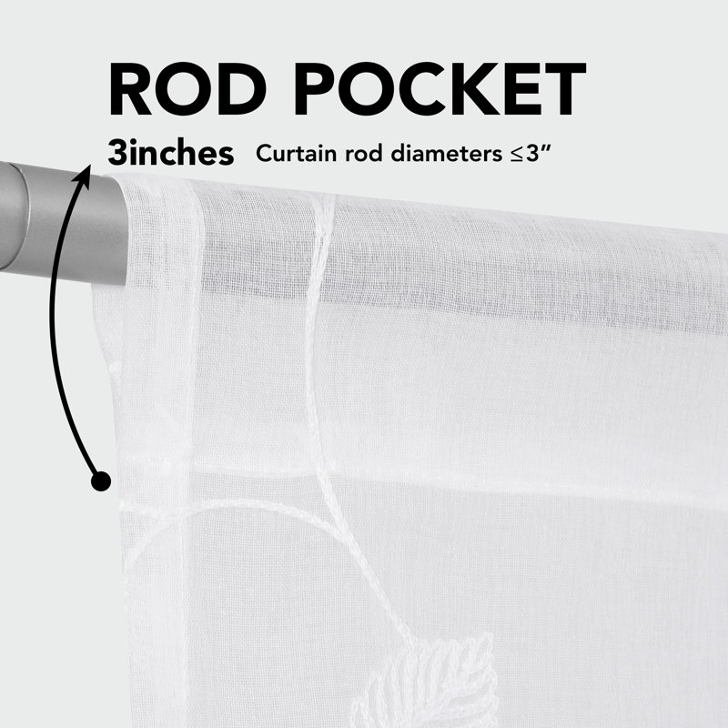 Rod Pocket Sheer Window Valance, White