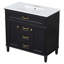 Meuble-lavabo autoportant 36 po avec lavabo en céramique 36 po, tiroir supérieur rabattable, portes à fermeture en douceur, 2 tiroirs de rangement-122274346