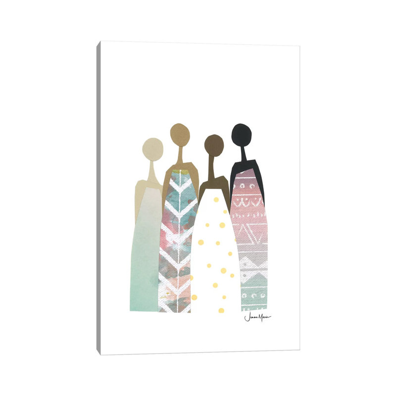 Multicultural Women In Pastel Dresses by LouLouArtStudio - Print on Canvas, Wrapped Canvas, 101.6cm H x 66.04cm W x 1.91cm D
