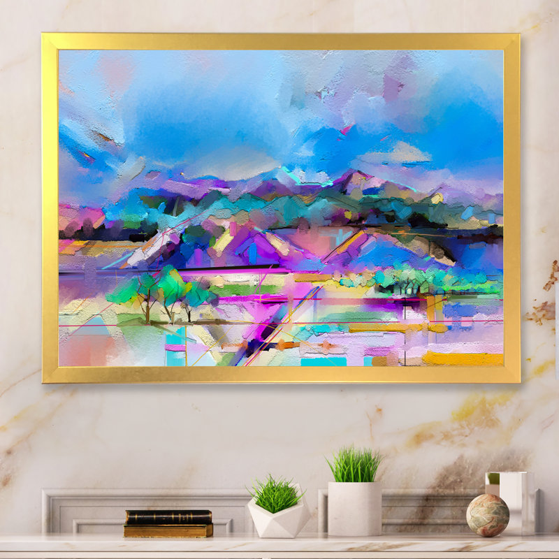 Turquoise Storm Impression Iv - reproduction encadrée sur toile, H 24 po x l 36 po x P 1 po, Cadre doré