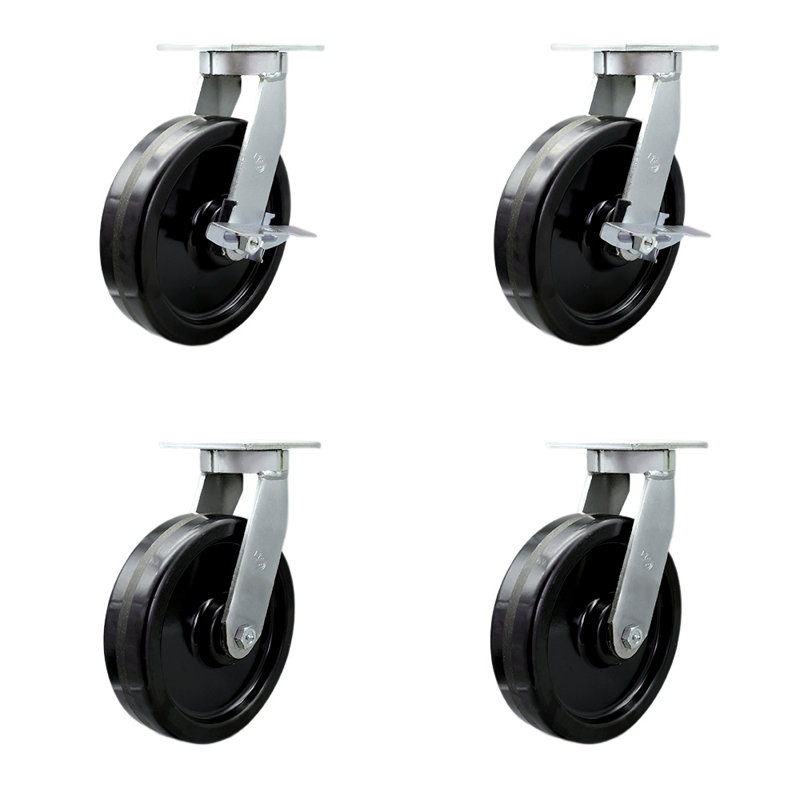 Ensemble de roulettes Phénoliques extra robustes 4 verrous pivotants 2 freins SCC
