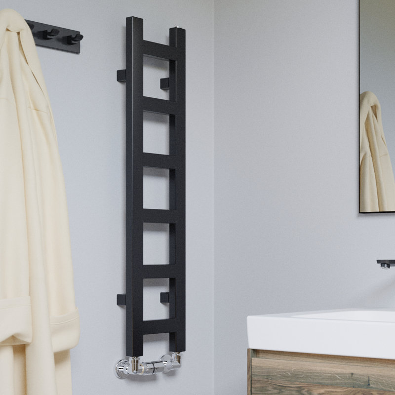 Easy Heated Towel Rail, 96 cm H  x 20 cm W x 7.2 cm D, Black