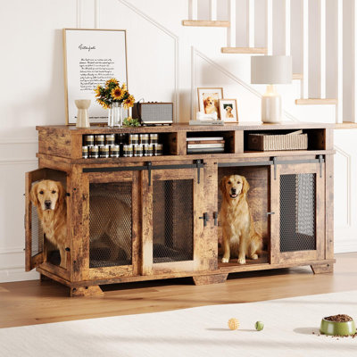 Meuble télé 71 po pour grand chien avec diviseur et tiroirs de rangement 71 po