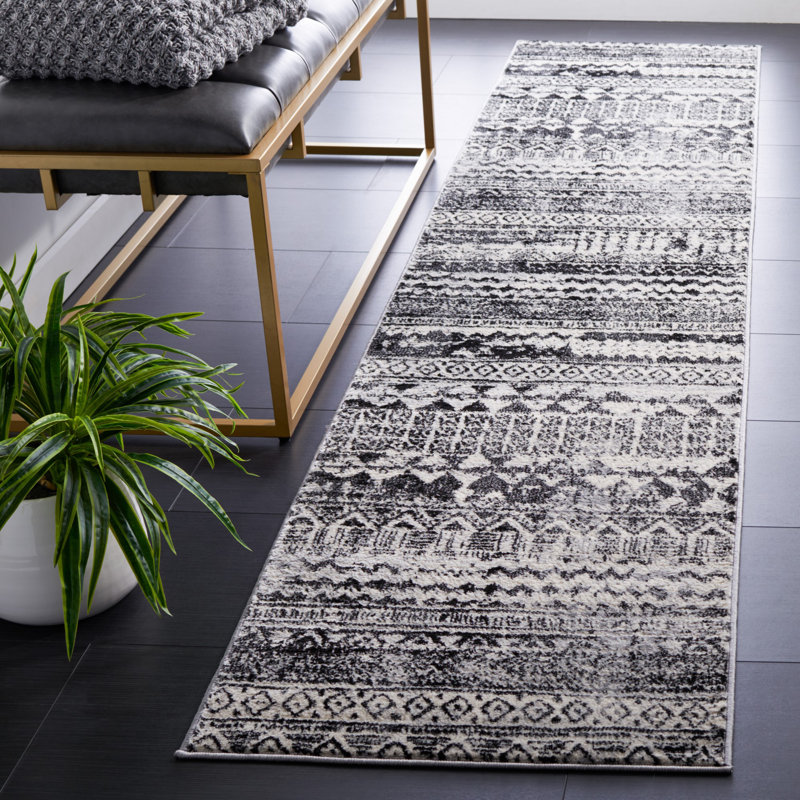 Tapis géométrique Brentwood Performance, Tapis de couloir 2 pi x 9 pi