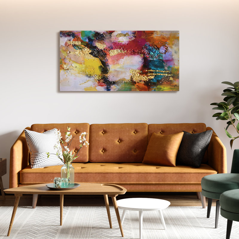 Art mural coloré sur toile recouverte d'époxy coloré Symphony I Crystallus