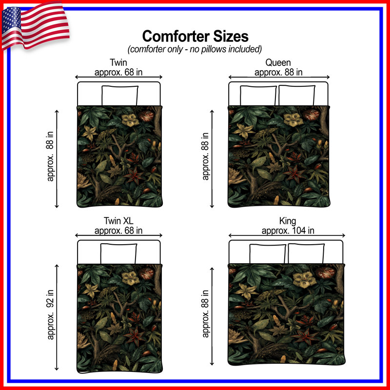 Tropical Rainforest Foliage Comforter, King