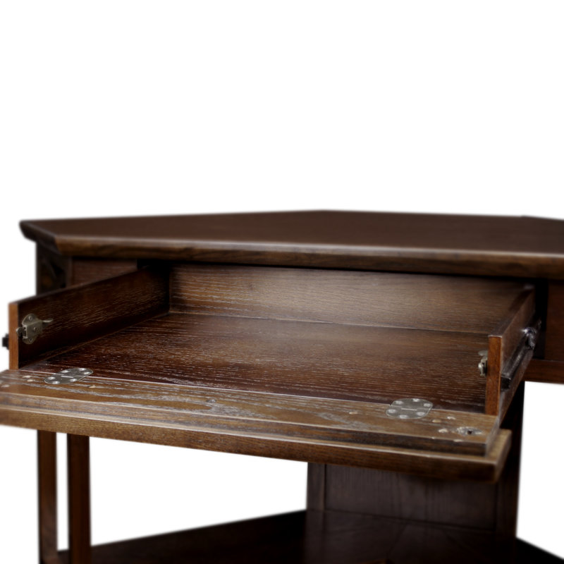 Moorton Corner Computer Desk Made with Solid Wood, Chocolate Brown