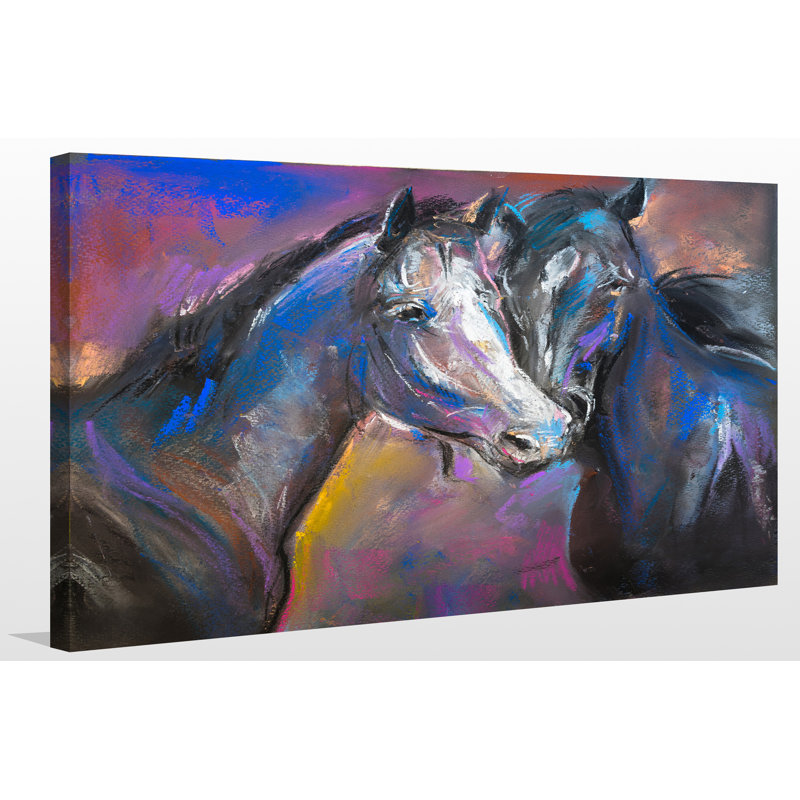 « pastel portrait of a couple cheval ii », reproduction d’art sur toile tendue, H 18 po x l 30 po x P 1 po