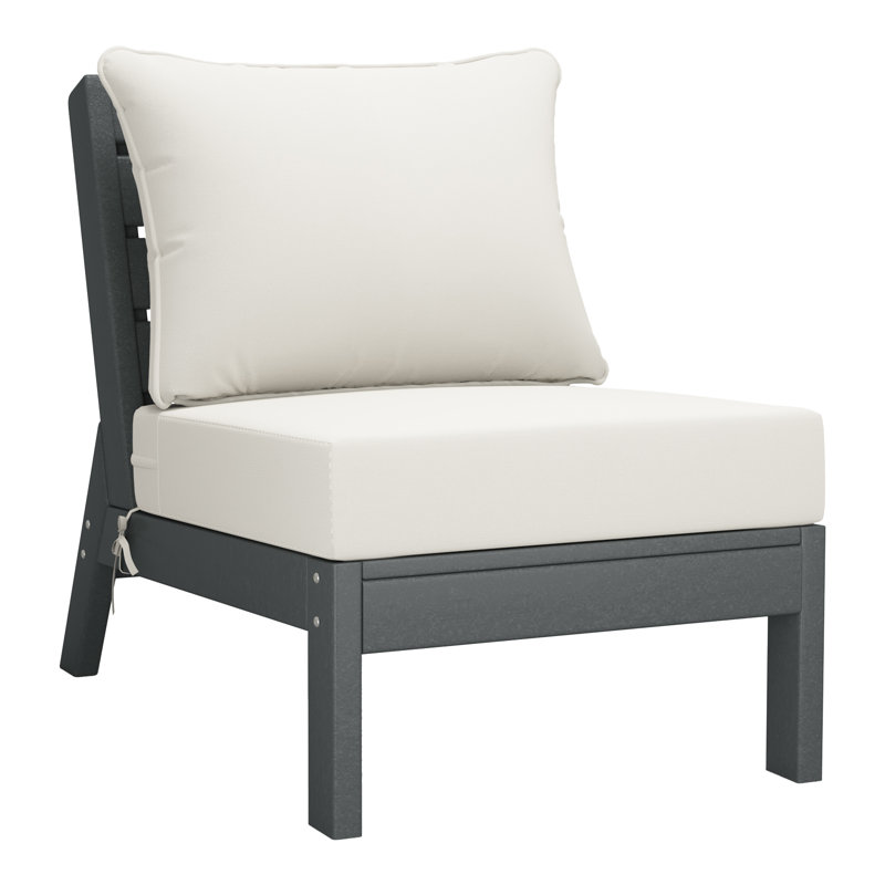 Chaise sans accoudoirs à assise profonde avec coussins, White, Grey