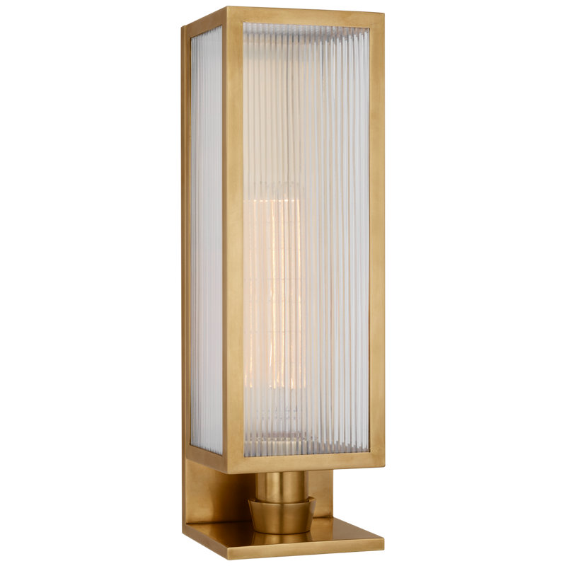 York Flush Mounted Sconce, Soft Brass, 16.25" H x 5" W x 5" D